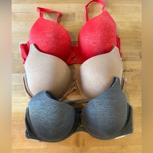 Victorias Secret Padded Perfect Coverage 3PACK Bra Sz 36D